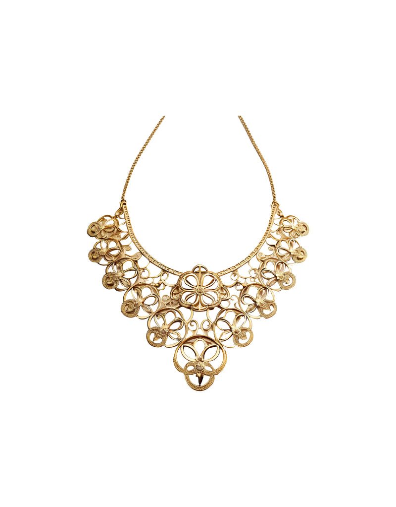 Ornate Gold Floral Statement Necklace