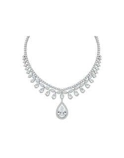 Luxurious Diamond Teardrop Fringe Necklace