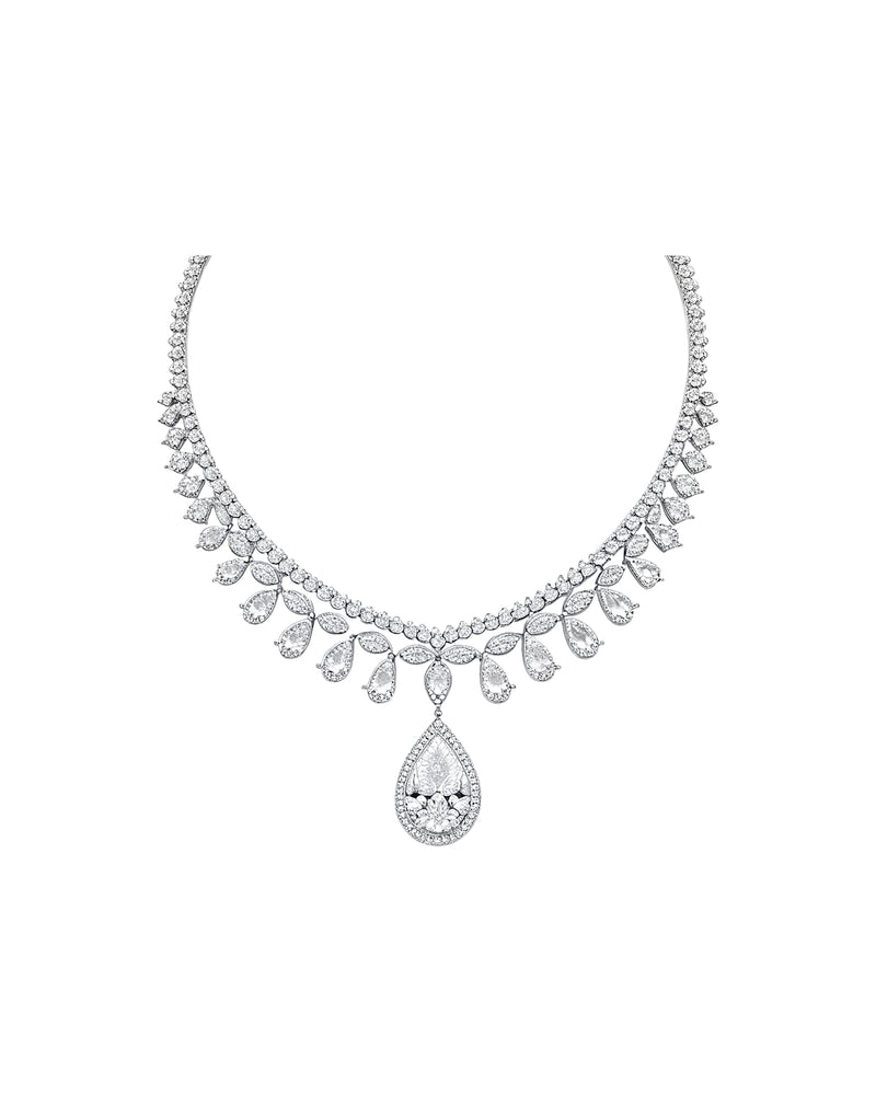 Luxurious Diamond Teardrop Fringe Necklace