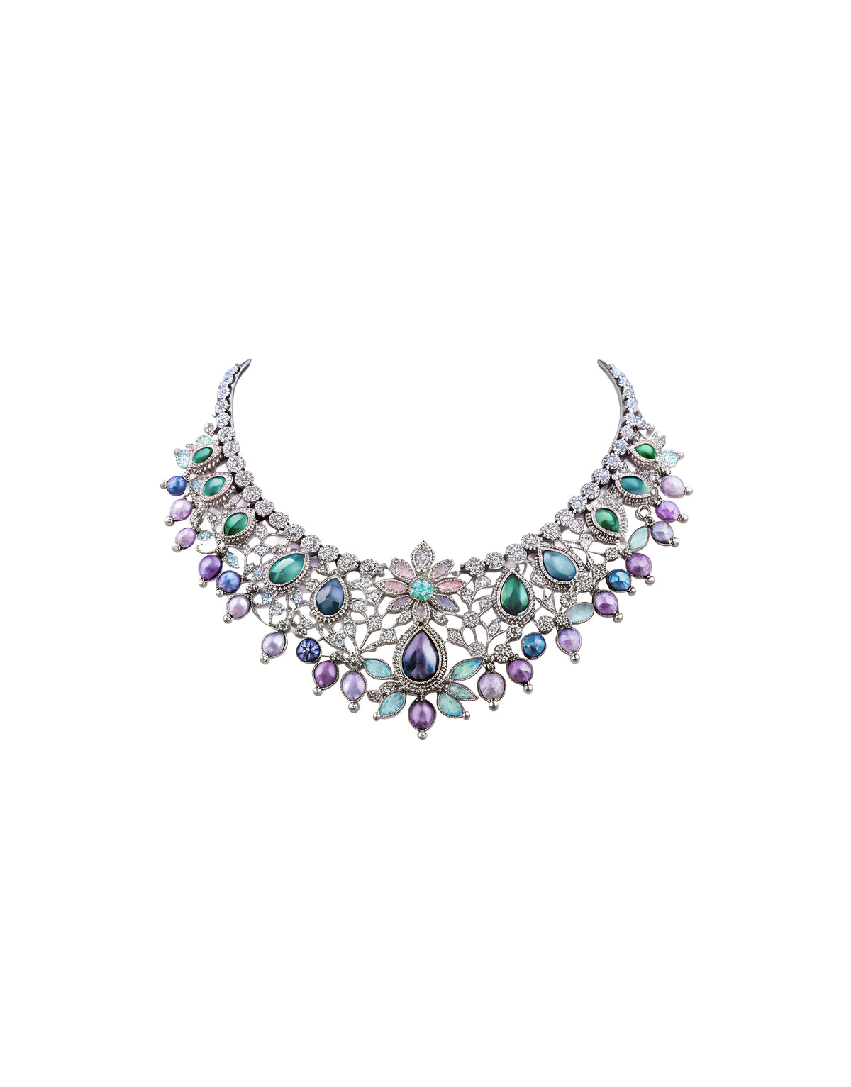 Opulent Multi-Gemstone Diamond Statement Necklace