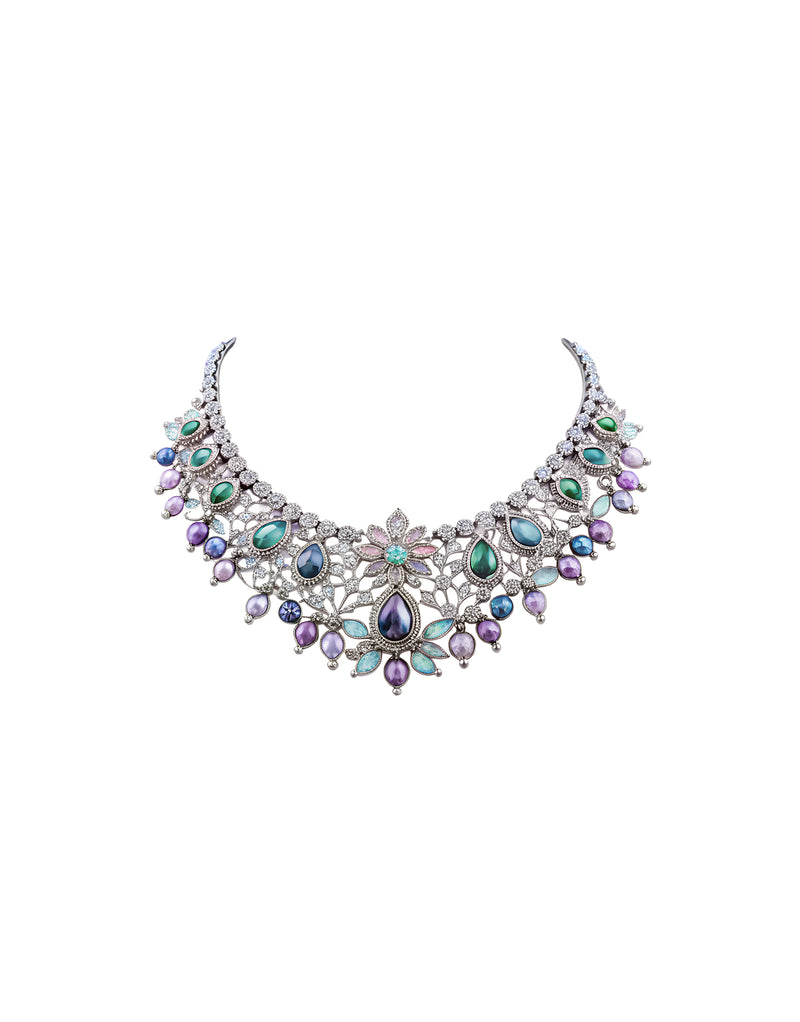 Opulent Multi-Gemstone Diamond Statement Necklace