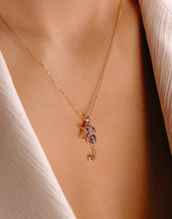 Whimsical Gold Seahorse Pendant Necklace