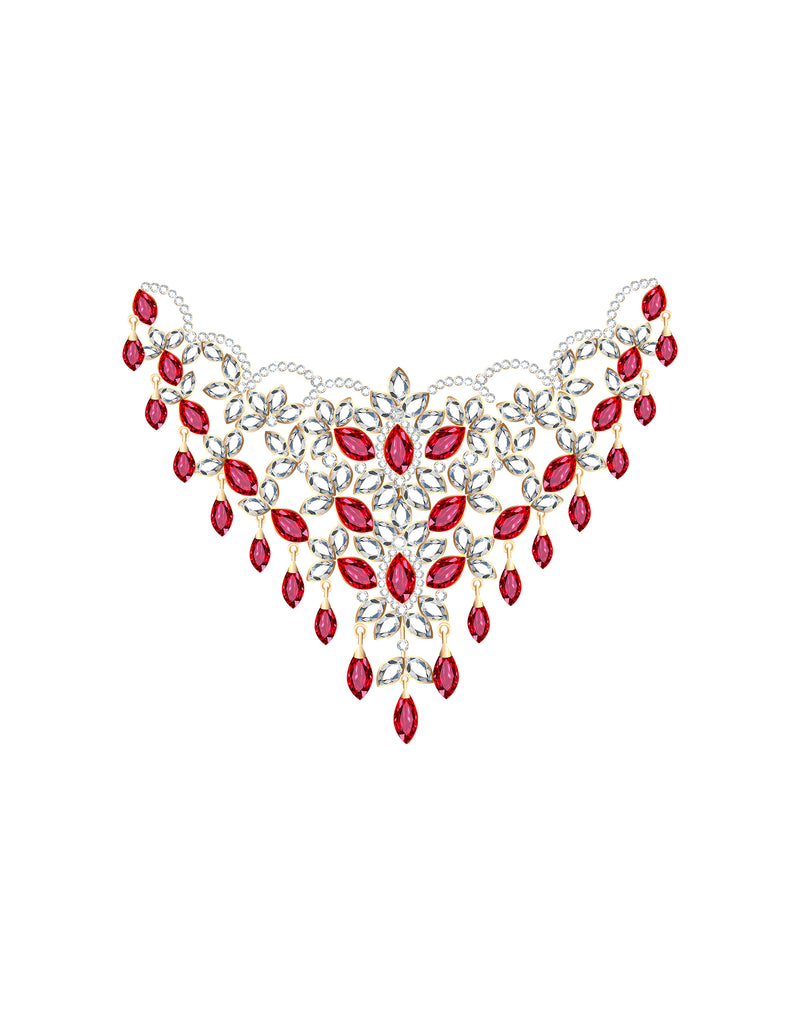 Exquisite Ruby and Diamond Cascade Necklace