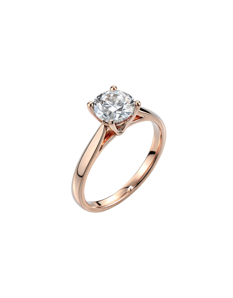 Classic Rose Gold Diamond Solitaire Engagement Ring
