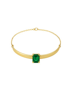 Elegant Gold Collar Necklace with Emerald Gemstone