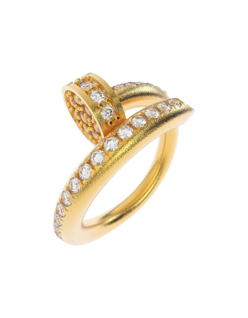 Elegant Gold Diamond Bow Ring