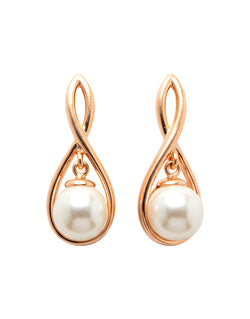 Elegant Rose Gold Pearl Drop Earrings