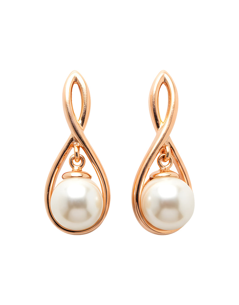 Elegant Rose Gold Pearl Drop Earrings