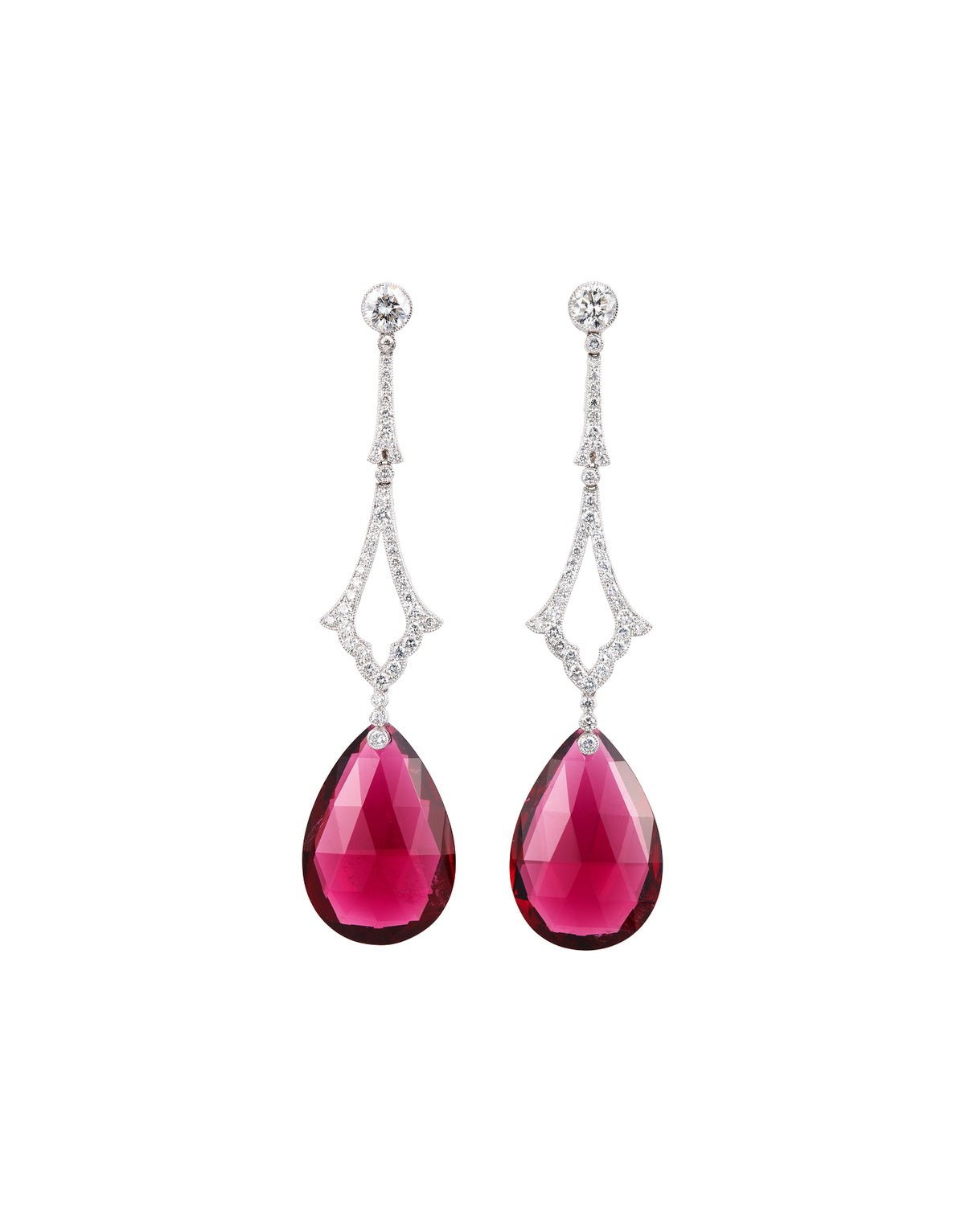 Glamorous Ruby and Diamond Drop Earrings