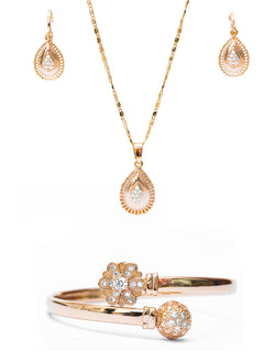 Elegant Gold Jewelry Set - Necklace, Earrings & Bangle
