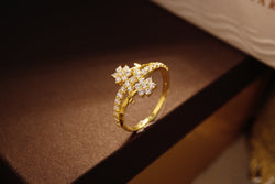 Elegant Gold Diamond Floral Branch Ring